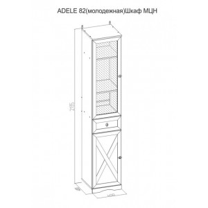 Шкаф МЦН ADELE 82 (молодежная), Ясень Анкор