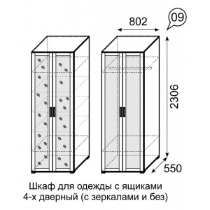 Шкаф для одежды 2-х дверный с зеркалом Аргентина 9