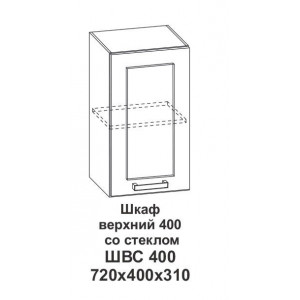 Шкаф верхний 400 со стеклом Крафт